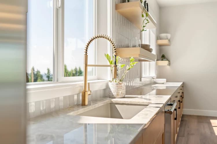 White marble kitchen countertop